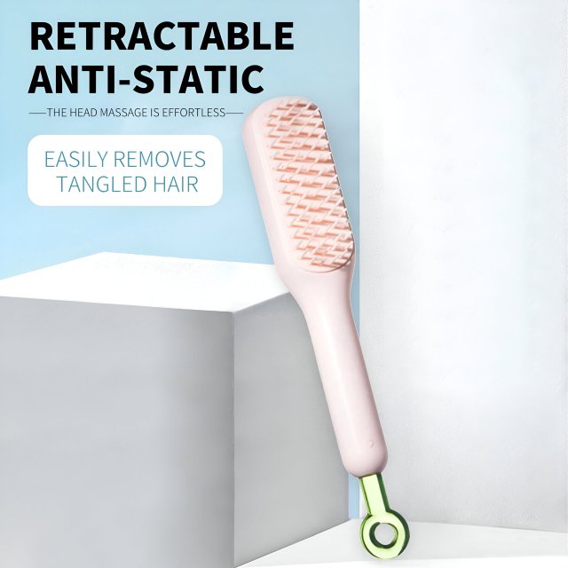 Self-Cleaning Retractable Hairbrush with Massage & Anti-Static Features - Image 4