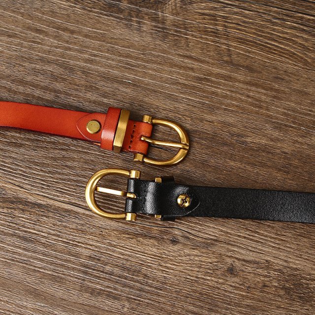 Elegant Genuine Leather Belt with Simple Metal Buckle – 1.8cm Slim Waist Belt - Image 7