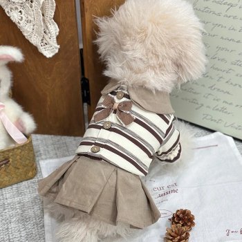 Striped Lapel Cardigan for Small Dogs