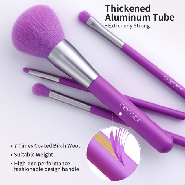 10-Piece Neon Purple Makeup Brush Set - Image 5