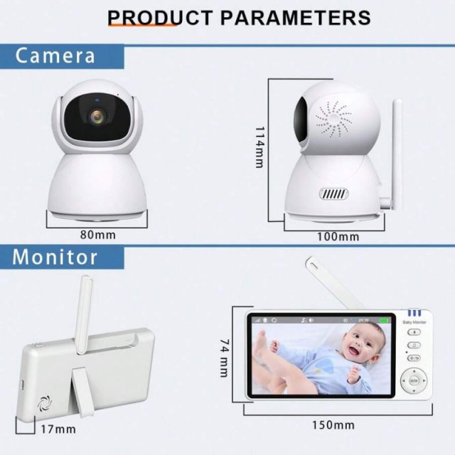 5.0" Video Baby Monitor with Pan-Tilt Cam, Two-Way Audio & Night Vision - Image 6