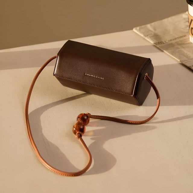 Elegant Mini Cylinder Leather Shoulder Bag - Image 4