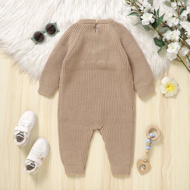 Knitted Newborn Baby Romper – 3D Floral Jumpsuit Long Sleeve for 0-18M - Image 3