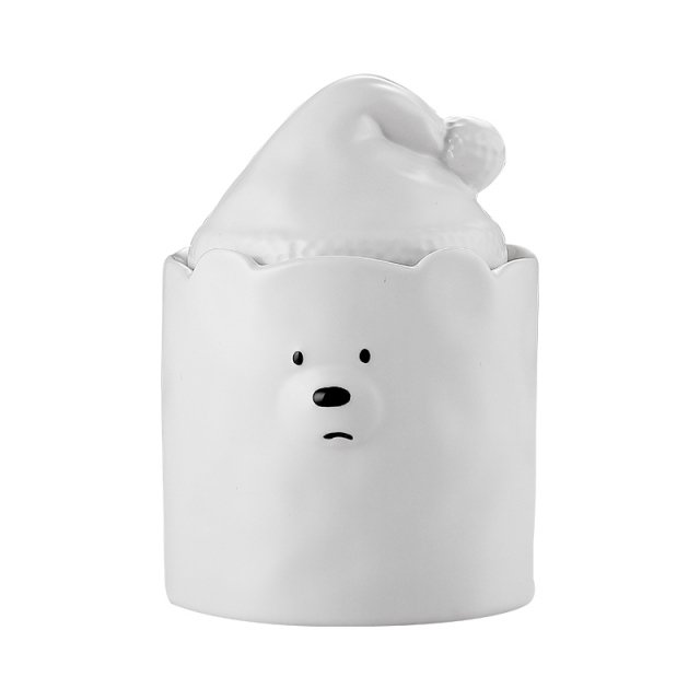 Moisture-proof White Ceramic Bear Storage Jar - Image 6