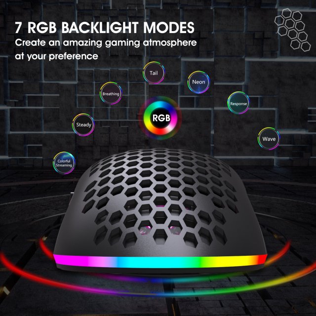 2.4G Wireless RGB Ultralight Honeycomb Gaming Mouse - Image 3