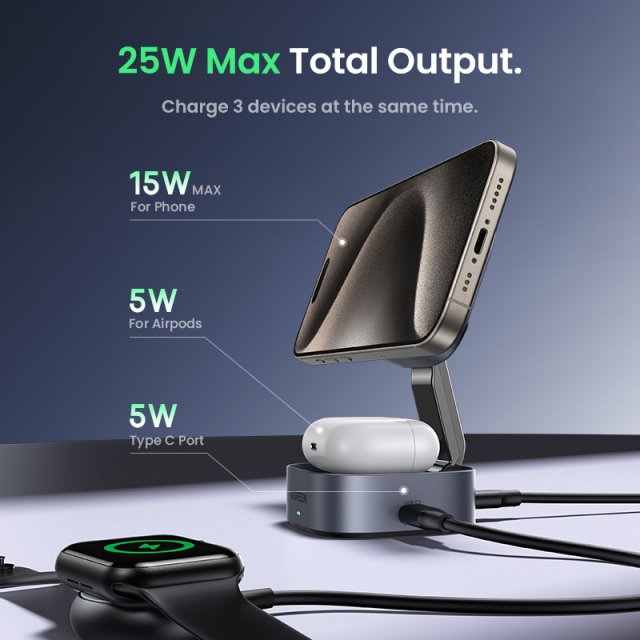 25W Magnetic Wireless Charger Stand, 2-in-1 Foldable Charging Stand - Image 3