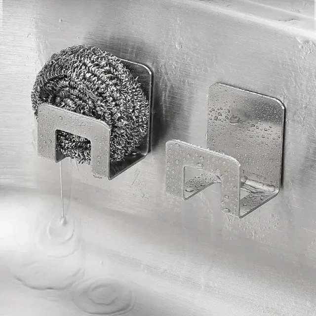 Metal Kitchen Sponge Holder with Drain Rack, Sink Shelf & Drying Rack