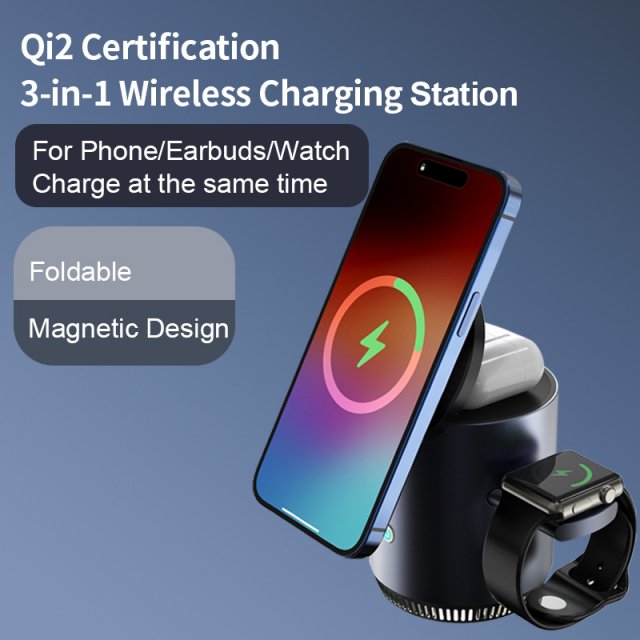 Qi2 3-in-1 Wireless Charging Station Stand - Image 4