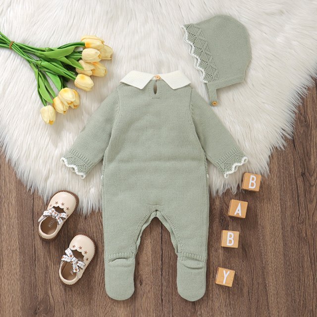 Baby Knit Romper with Hat - Image 3