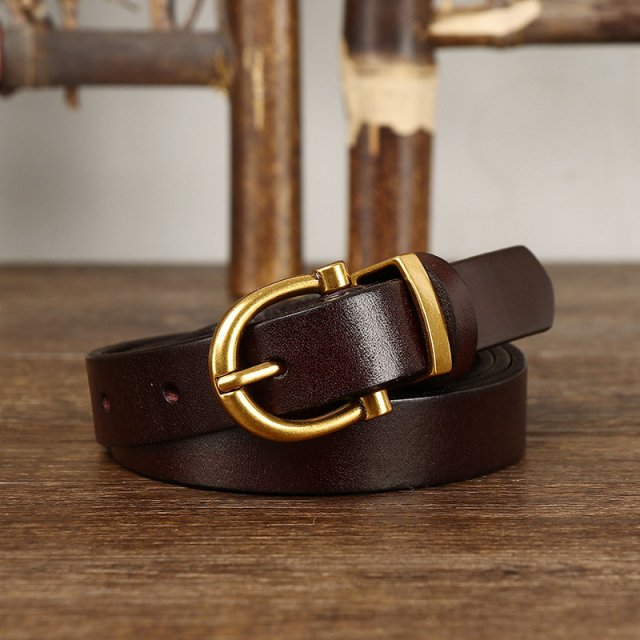 Elegant Genuine Leather Belt with Simple Metal Buckle – 1.8cm Slim Waist Belt - Image 5