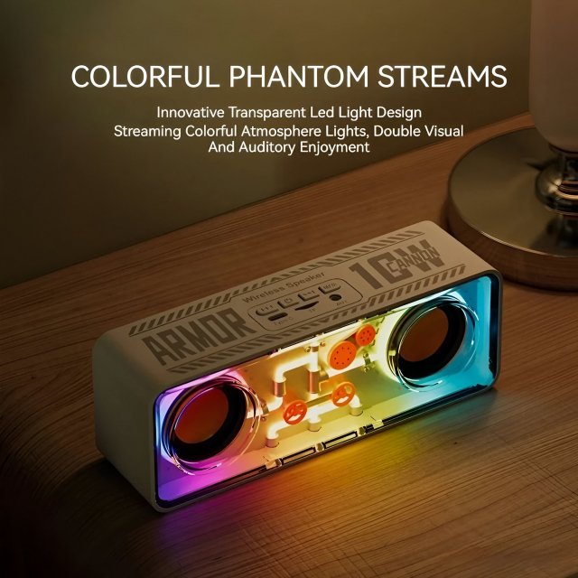 Punk Style LED TWS Bluetooth Speaker with Bass Vibro-Sound & Transparent Design - Image 3