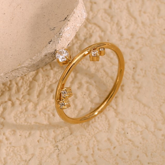 18K Gold Plated Rhinestone Crown Ring - Image 5