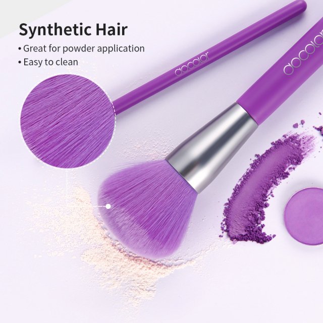 10-Piece Neon Purple Makeup Brush Set - Image 3