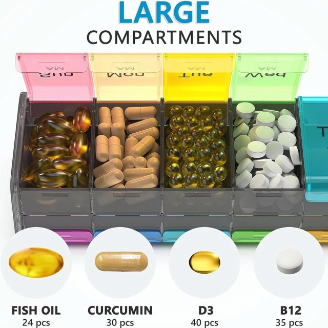 Large Weekly Pill Organizer with AM/PM Compartments - Image 3