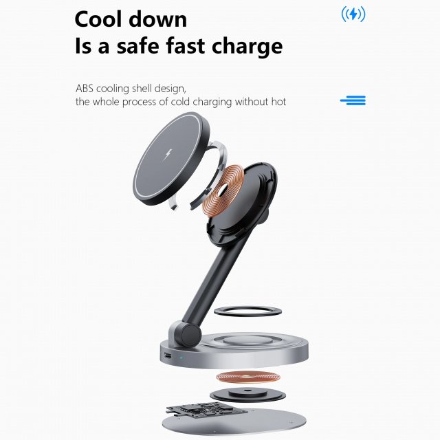 2-in-1 Magnetic Wireless Charger Stand Pad for iPhone, Apple Watch & AirPods - Image 6