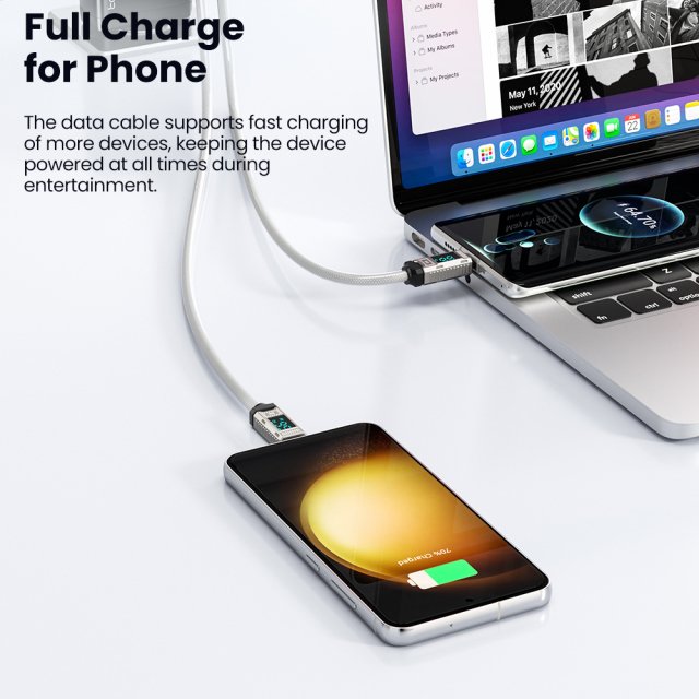 USB Type-C to USB-A 6A Fast Charging Cable with LED Display - Image 6