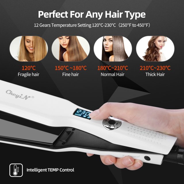 44mm Tourmaline Ceramic Hair Straightener with LCD Display & Fast Heating - Image 3