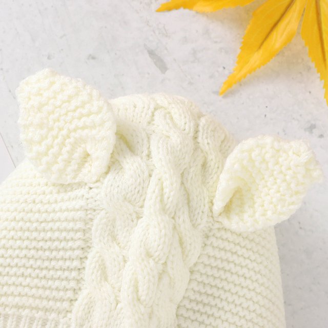 Adorable Baby Knit Bonnet with Cute Ears, Adjustable Infant Hat for 0-24M - Image 5