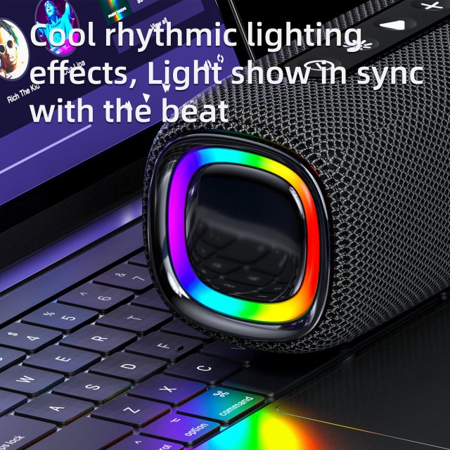 20W Portable Waterproof Bluetooth Speaker with Dual Bass, RGB Lights, and 4000mAh Battery - Image 4