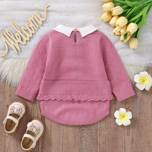 Autumn Knit Baby Bodysuit with Ruffles - Image 3