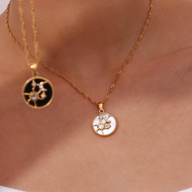 Gold Plated Stainless Steel Moon and Star Pendant Necklace - Image 3