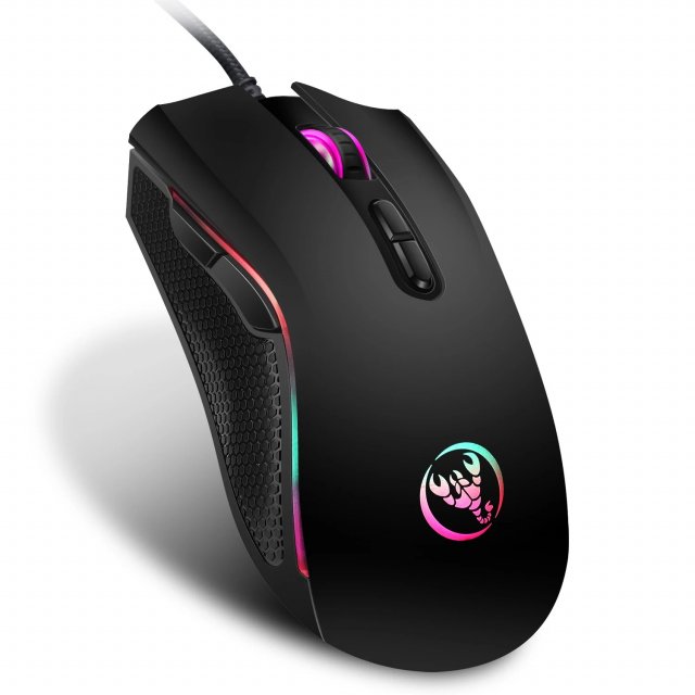 Ergonomic RGB Wired Gaming Mouse - 4-Level DPI Adjustment, 7 Buttons, 3200 DPI