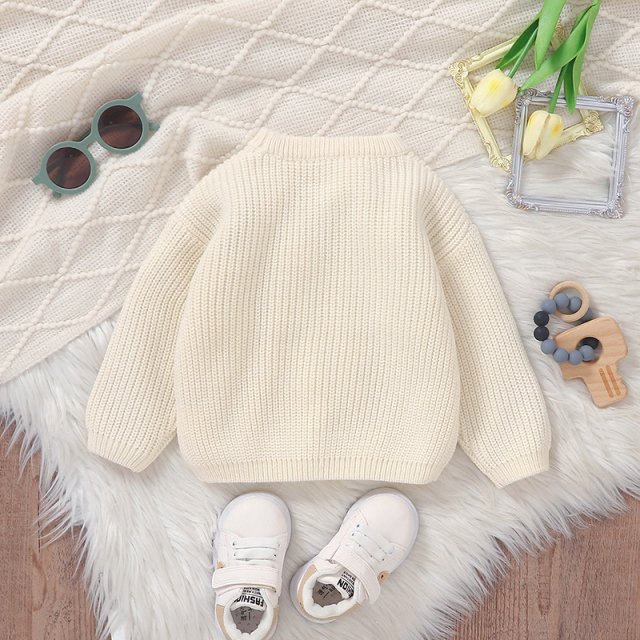 Knitted Baby Sweater - Warm Letter Pullover for Boys & Girls, Long Sleeve Winter Top - Image 3