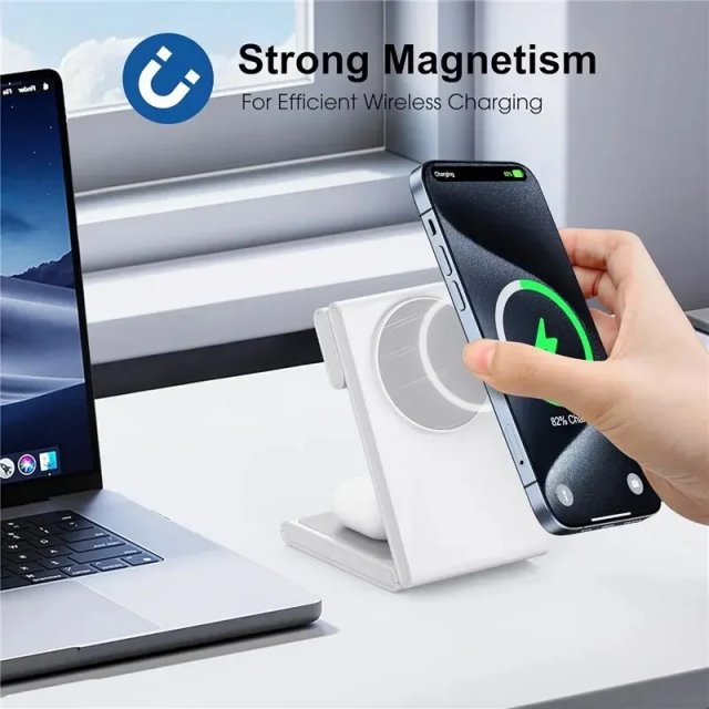 3-in-1 Foldable Wireless Charger Stand for iPhone, Apple Watch, and AirPods - Image 3