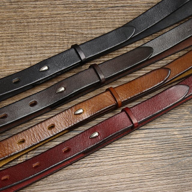 1.5CM Thin Leather Belt with Luxury Copper Buckle – Slim & Stylish Waist Belt - Image 6