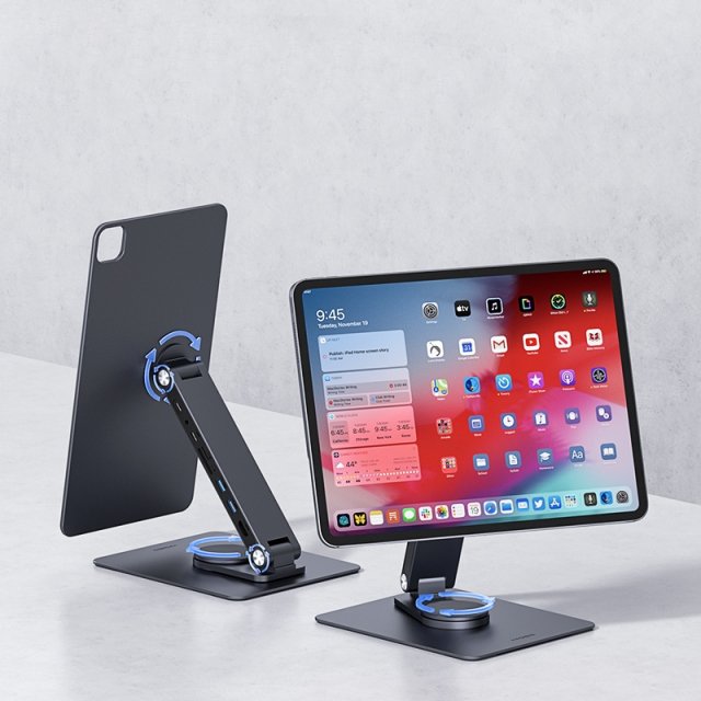 Magnetic Stand for iPad Pro M4 with 360° Adjustable Mount and USB C Hub