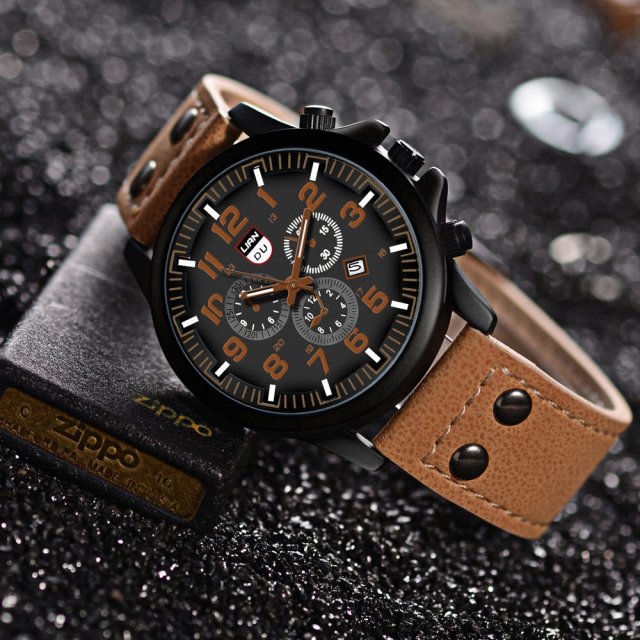 Men's Fashion Quartz Watch with Leather Band - Image 5