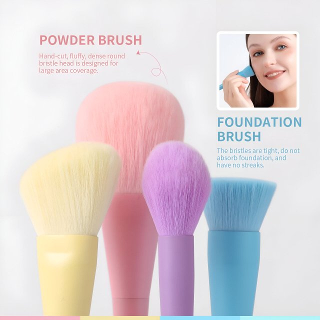 17-Piece Colorful Makeup Brush Set - Image 3