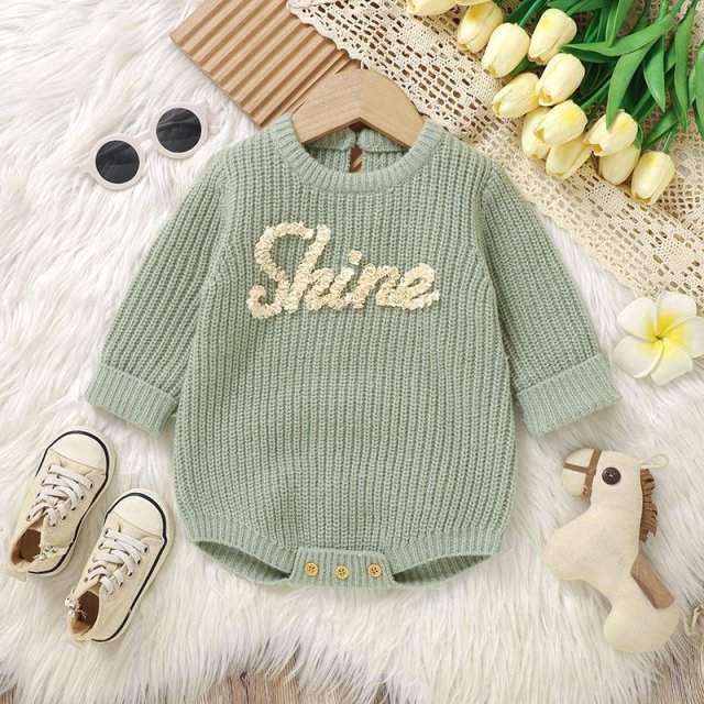 Newborn Knitted Bodysuit Long Sleeve Jumpsuit