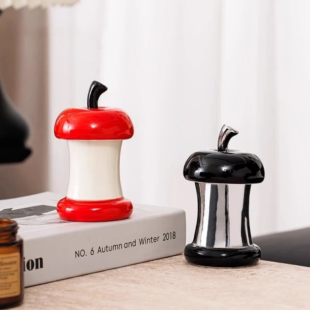 Creative Ceramic Apple Toothpick Holder with Lid