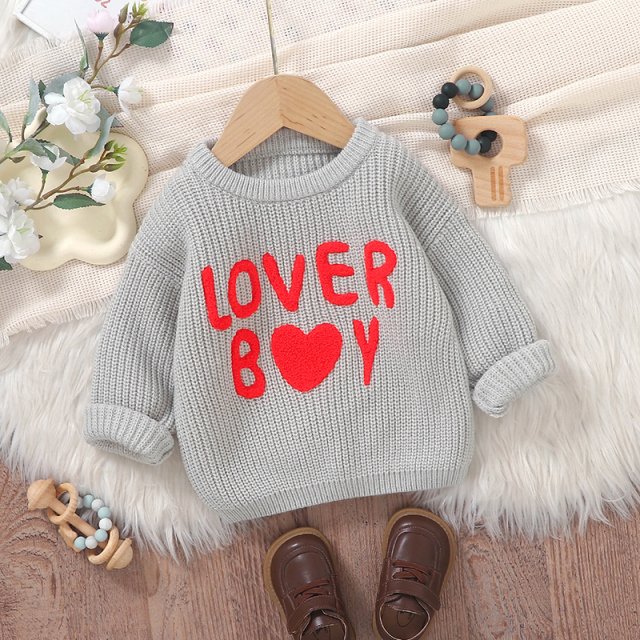 Knitted Baby Sweater - Warm Letter Pullover for Boys & Girls, Long Sleeve Winter Top - Image 7