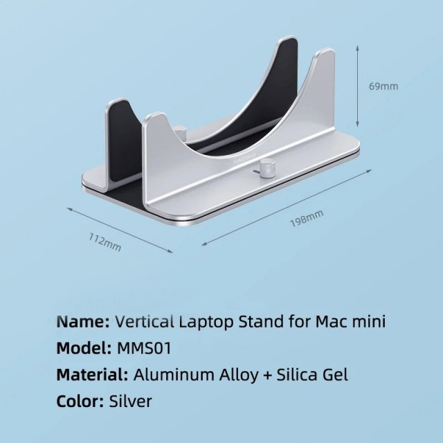 Adjustable Aluminum Vertical Stand for Mac Mini with Anti-Slip Design - Image 7