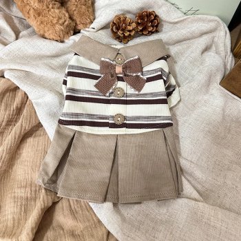 Striped Lapel Cardigan for Small Dogs