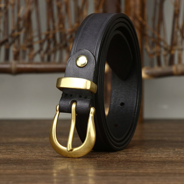 2.4cm Copper Buckle Women’s Genuine Leather Belt for Jeans - Image 7