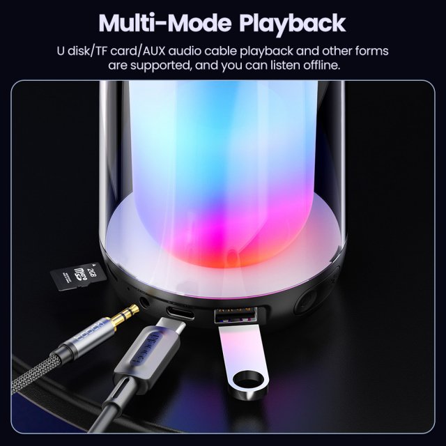 Portable Outdoor Bluetooth Speaker with Colorful LED Light - Image 4