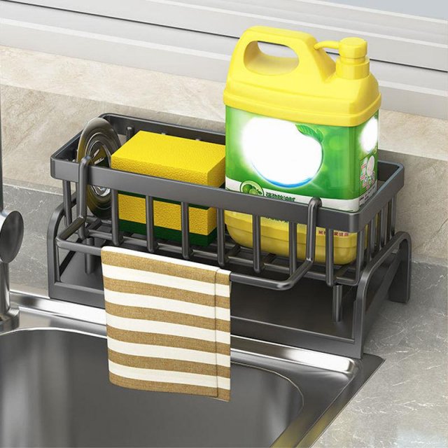 Self-Draining Metal Kitchen Sink Organizer Rack