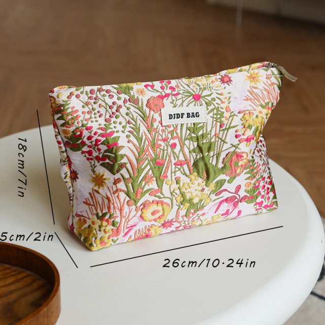 Green Floral Large Capacity Cosmetic Bag - Image 7