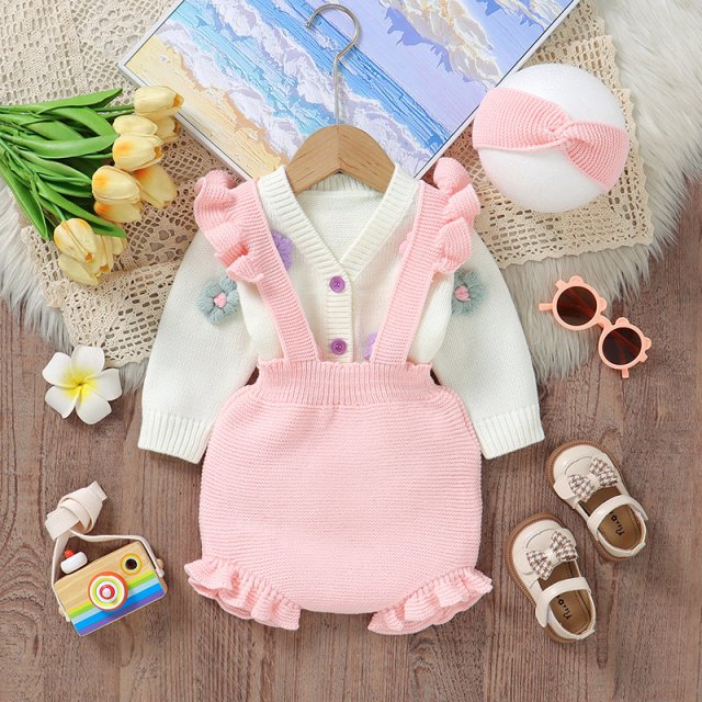 Newborn Knit Baby Girl Outfit - Image 3