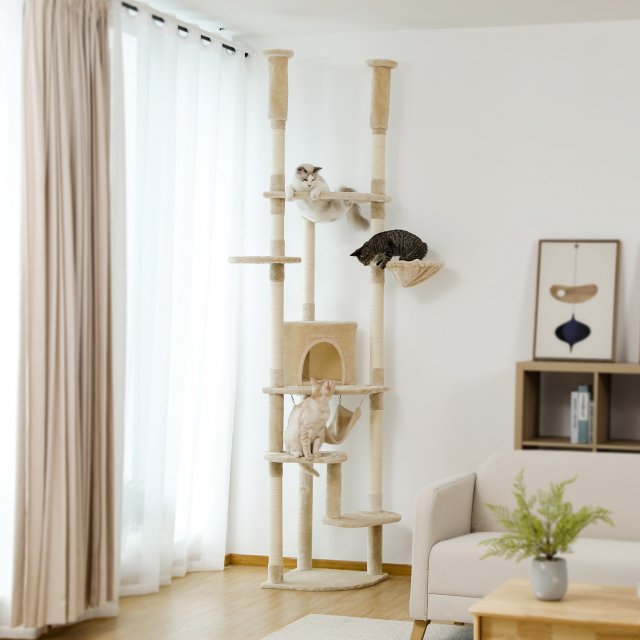 Adjustable Height Multi-Level Cat Tree with Condo & Scratching Post - Image 5