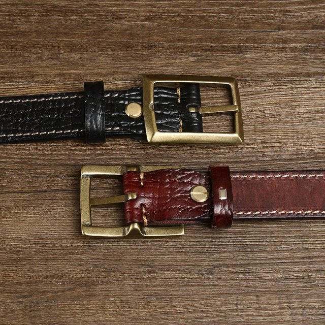 Luxury Genuine Leather Men's Belt with Brass Buckle - Image 7