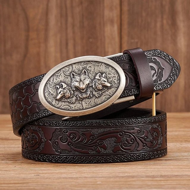 Men's Retro Wolf Designer Belt - Image 4