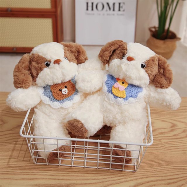 Cute Plush Teddy Dog Rabbit Toy with Bib - Image 5