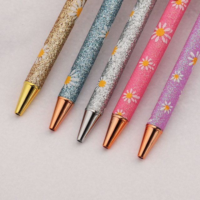 Cute Daisy Gold Ballpoint Pen Set - Image 4