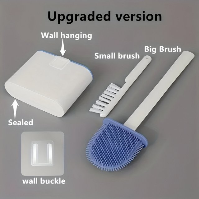 Wall Hanging Toilet Brush with Silicone Bristles & Holder - Image 6