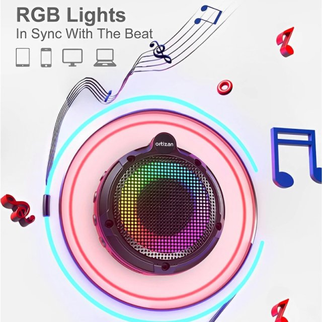 Waterproof Portable Bluetooth Speaker with RGB Light, FM Radio & TWS Pairing - Image 4