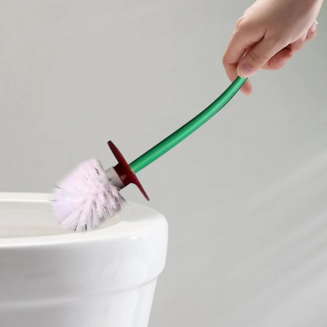 Cherry-Shaped Toilet Brush Set with Long Handle & Base for Bathroom Cleaning - Image 6